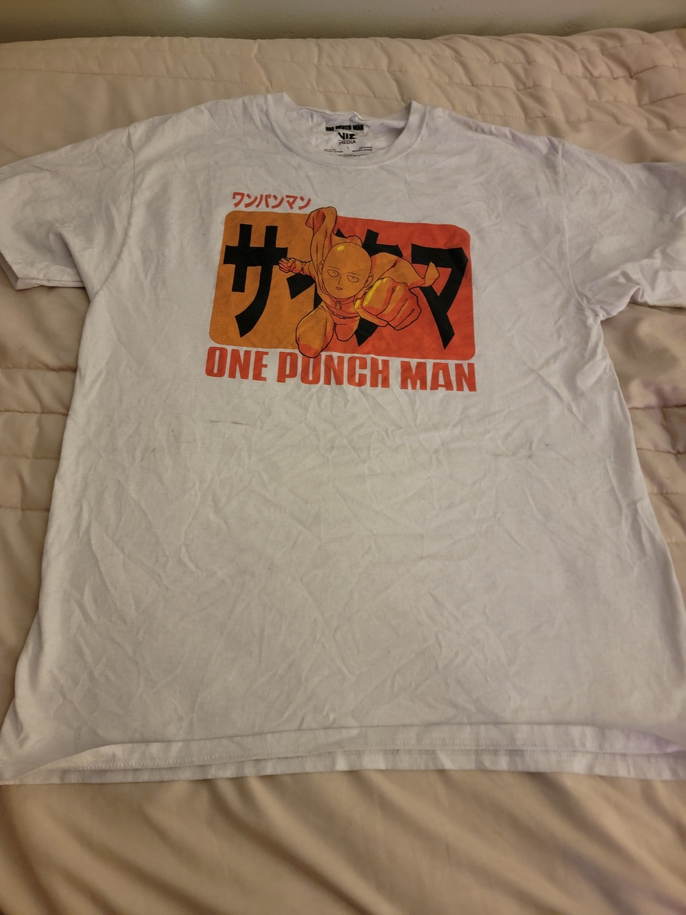 One Punch Man Graphic Tee - White with Orange Print